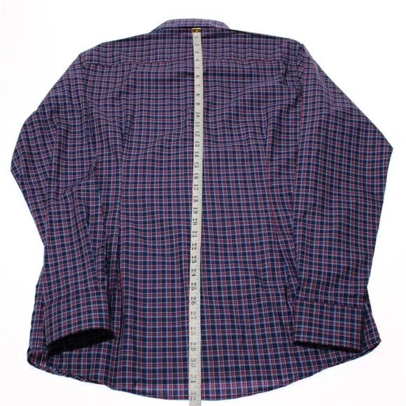 Eton NWT Dress Shirt Size 43 17 Slim Fit in Blue & Red Plaid 100% Cotton